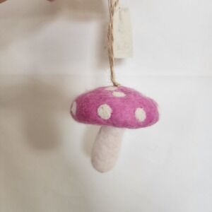 NWT World Market Fair Trade Felt Mushroom Pink Ornament